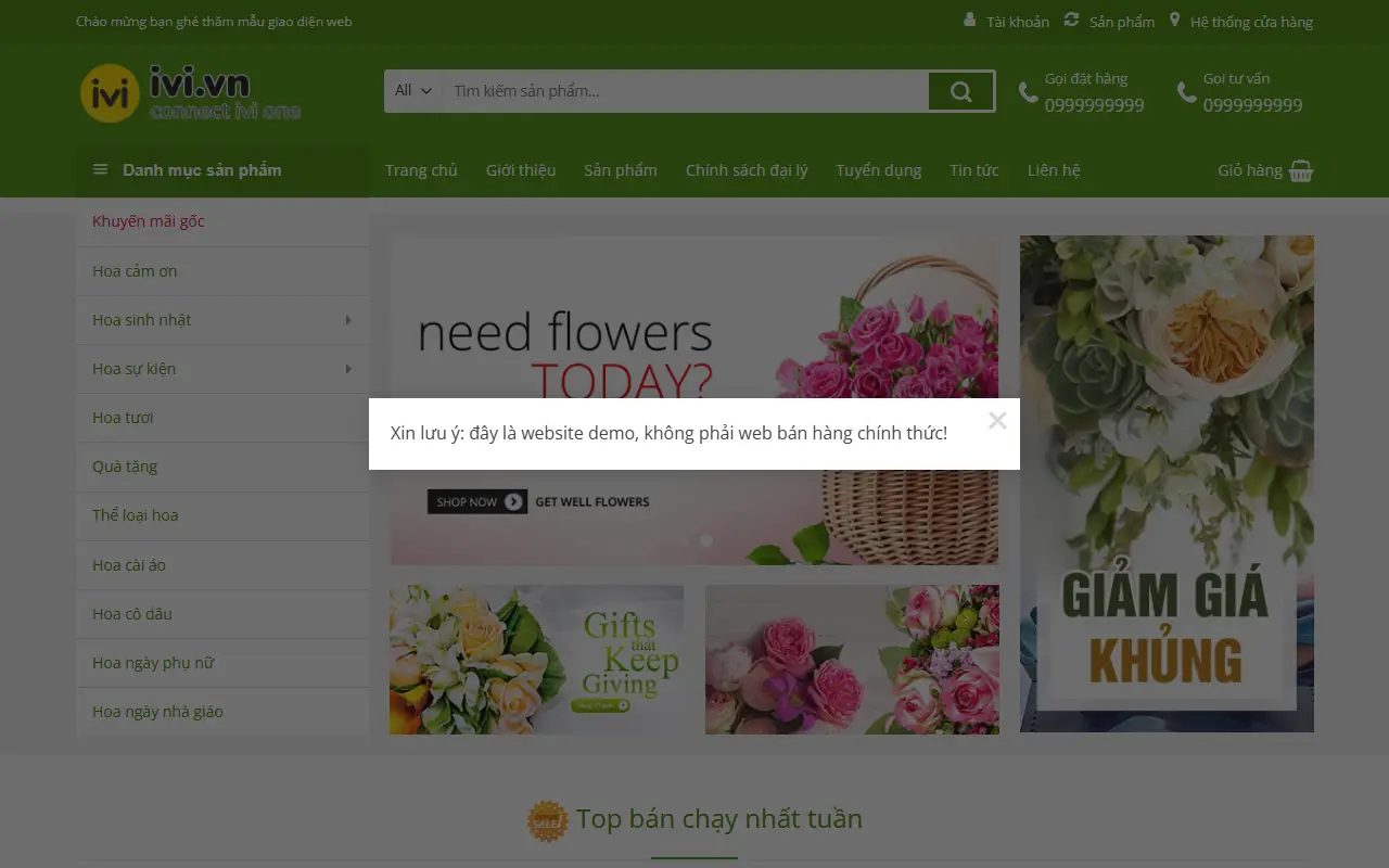 Mẫu website Shop hoa