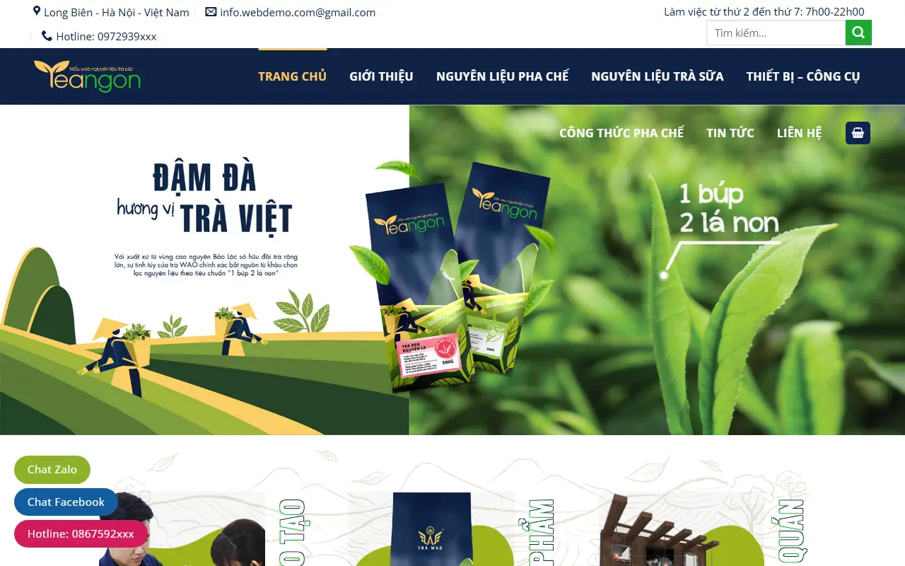 Mẫu website Mẫu web shop nguyên liệu làm bánh