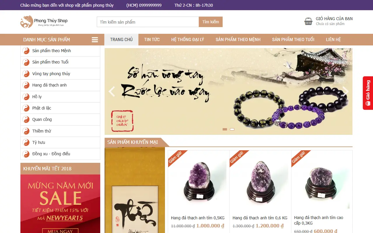 Mẫu website Phong thủy | Đá phong thủy, Phật bản mệnh, vòng tay phong thủy, Tỳ hưu, Thiềm thừ