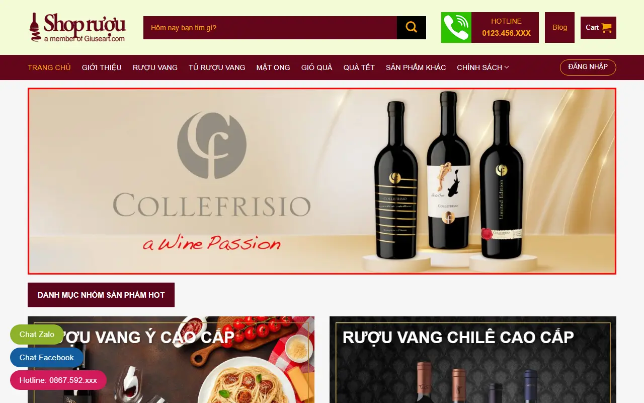 Mẫu website Mẫu web bán rượu