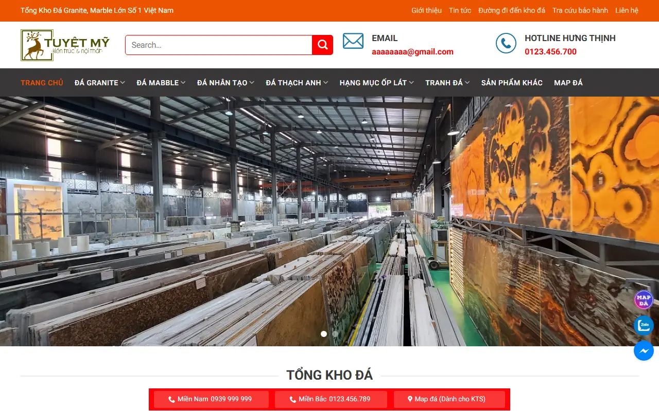 Mẫu website Mẫu web siêu thị đá