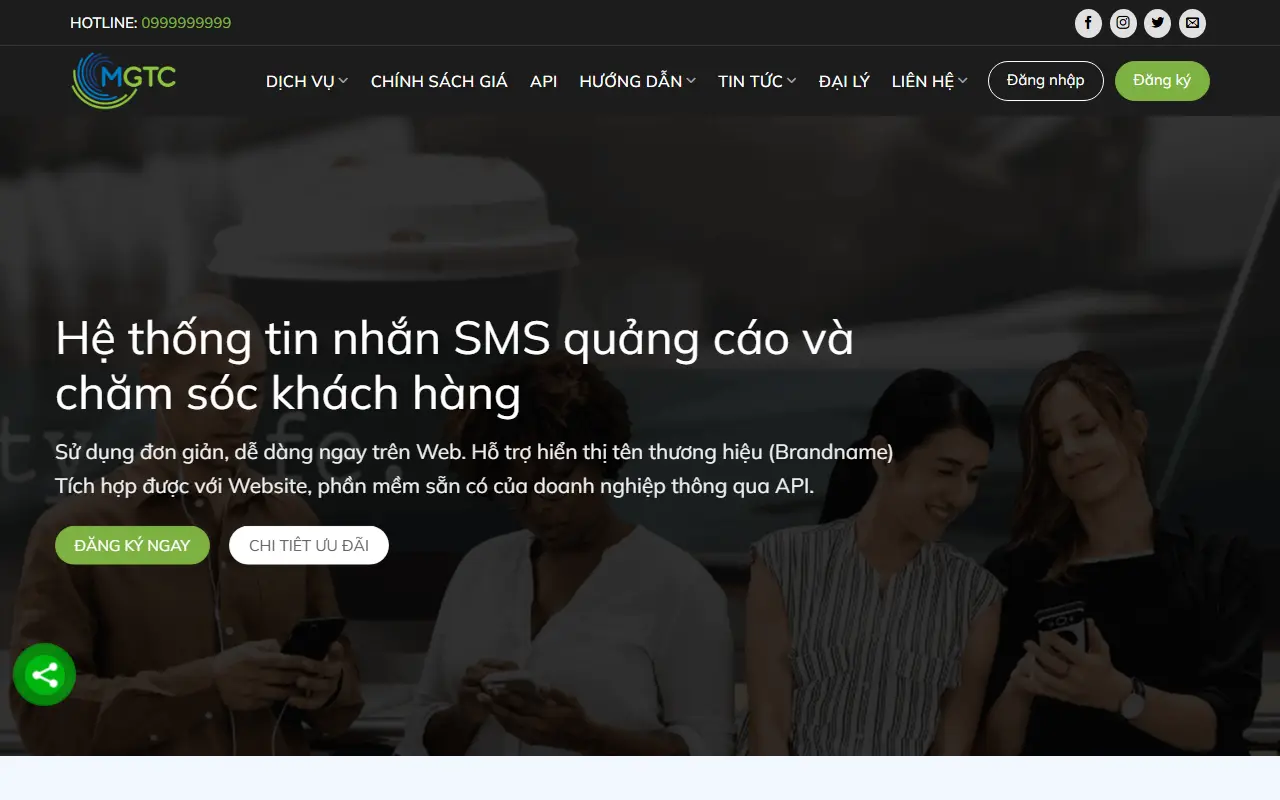 Ảnh trang chủ mẫu website viễn thông & internet sms.ivi.vn