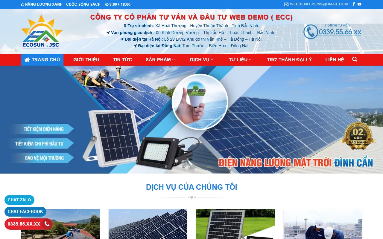 Mẫu website CÔNG TY CỔ PHẦN TƯ VẤN VÀ ĐẦU TƯ WEB DEMO ( ECC)