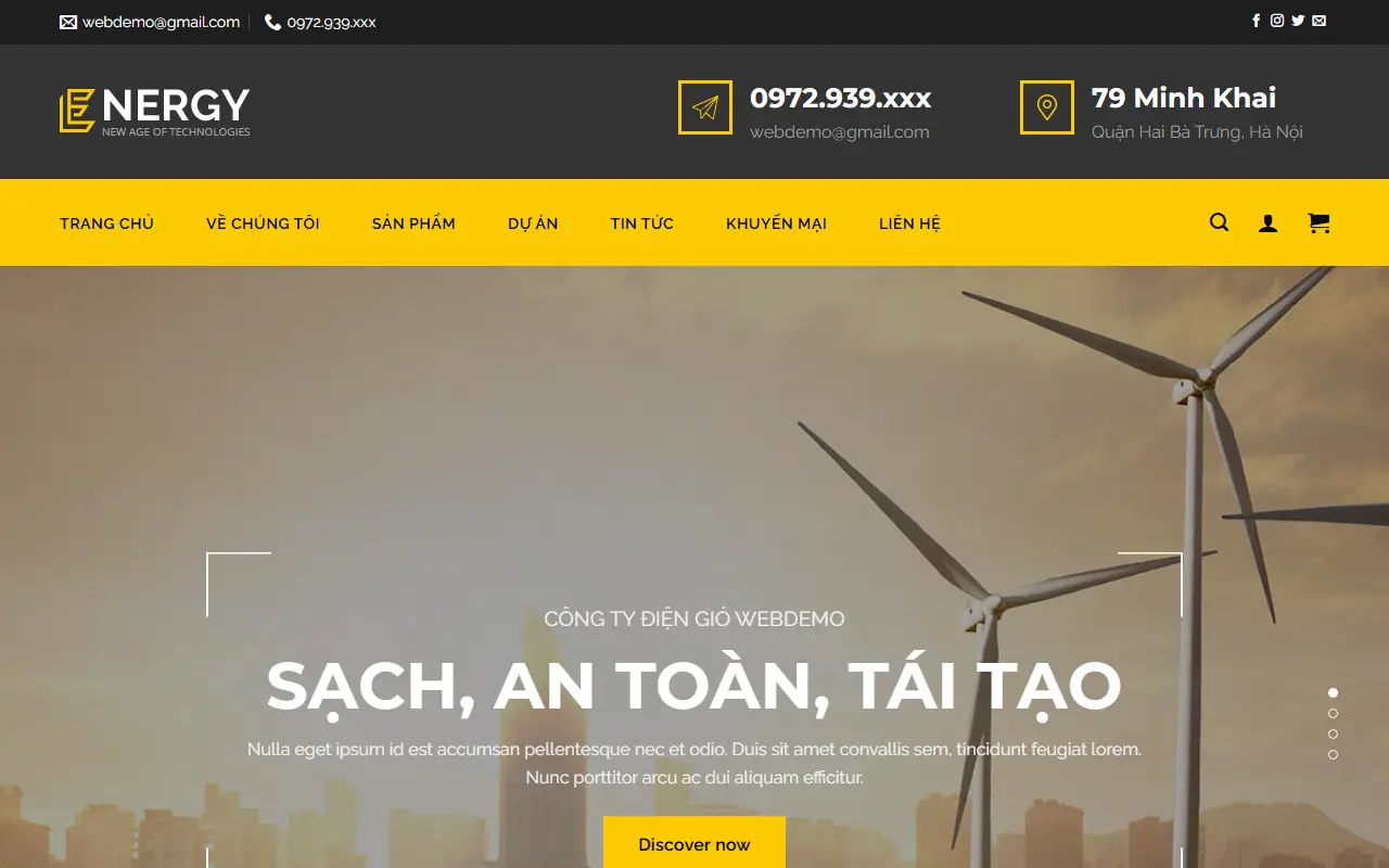 Mẫu website Mẫu web công ty điện mặt trời