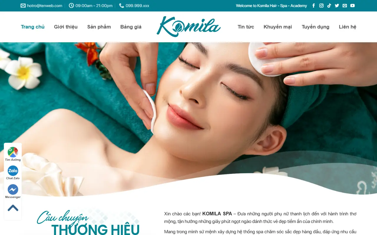 Ảnh trang chủ mẫu website spa & thẩm mỹ spa7.ivi.vn