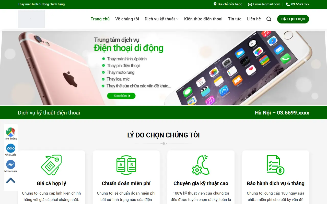 Mẫu website Mẫu website sửa màn hình