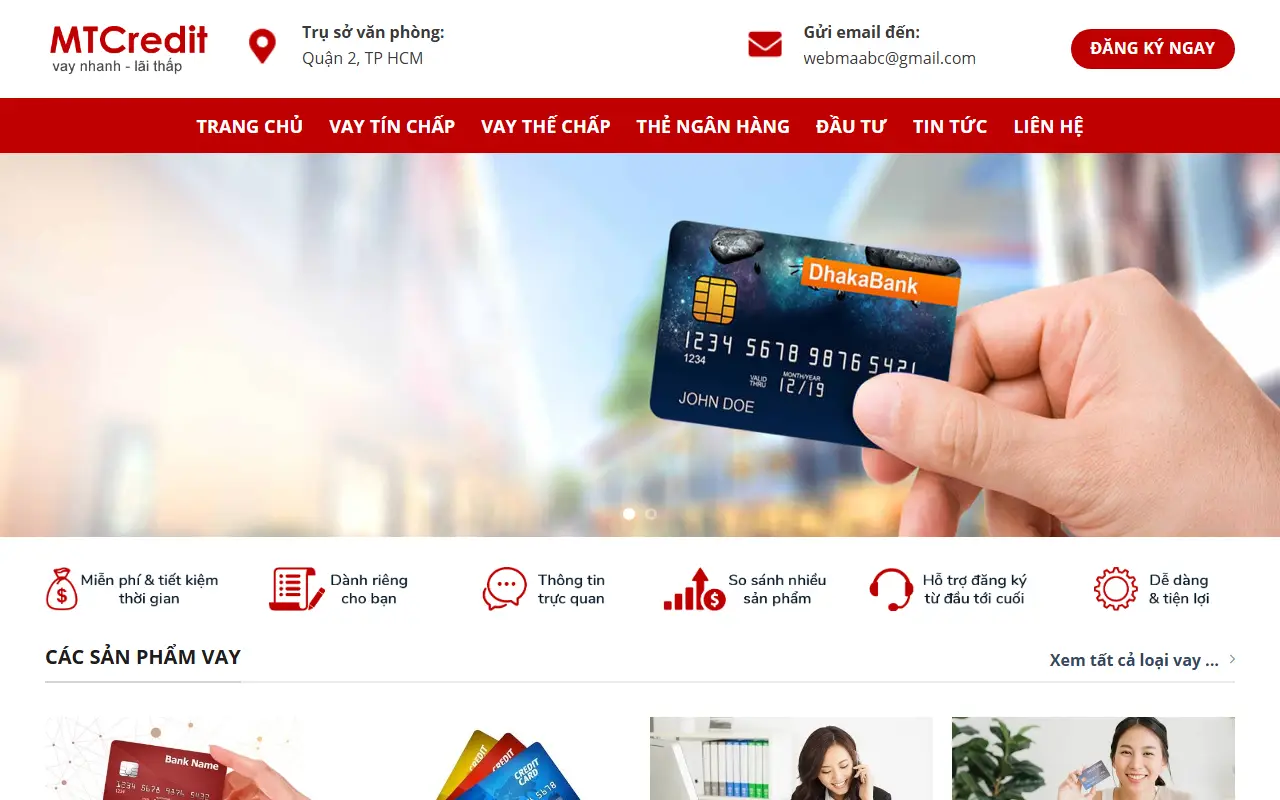Mẫu website Tài chính – Vay vốn và tư vấn