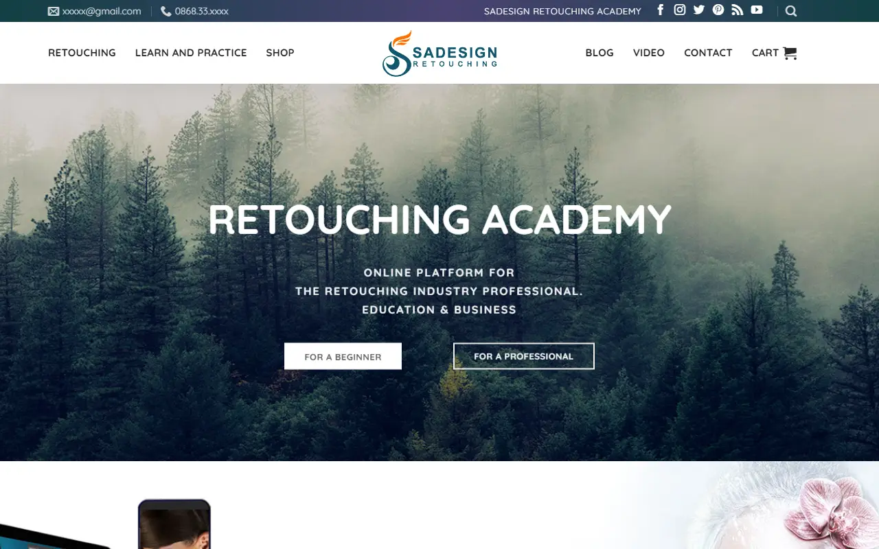 Mẫu website Mẫu web học viện retouch