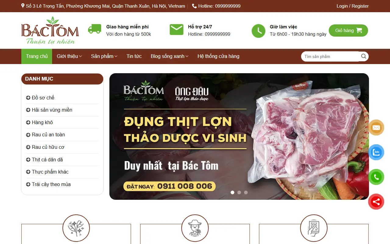 Ảnh trang chủ mẫu website bách hoá & siêu thị taphoa.ivi.vn