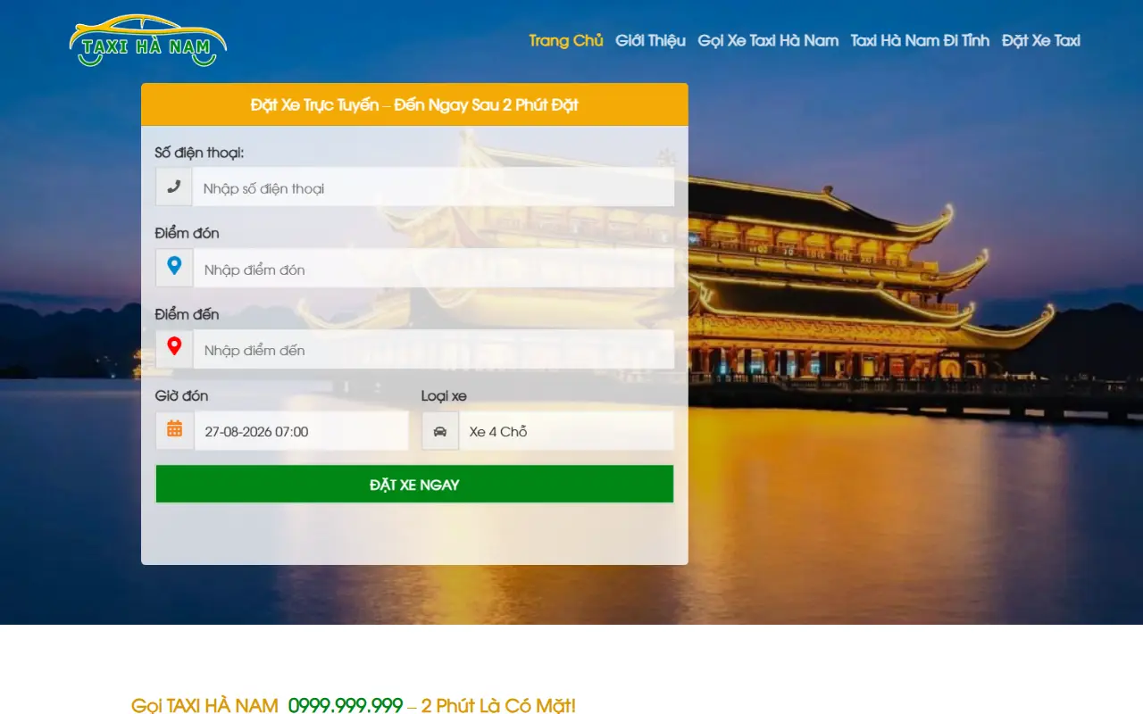 Mẫu website Dịch vụ Taxi