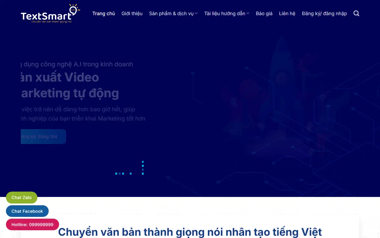 Ảnh trang chủ mẫu website phần mềm & công nghệ textsmart.ivi.vn