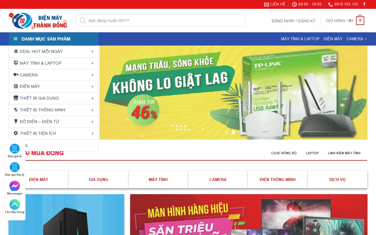 Mẫu website MÁY TÍNH - CAMERA - ĐIỆN MÁY - Điện Máy Thành Đồng