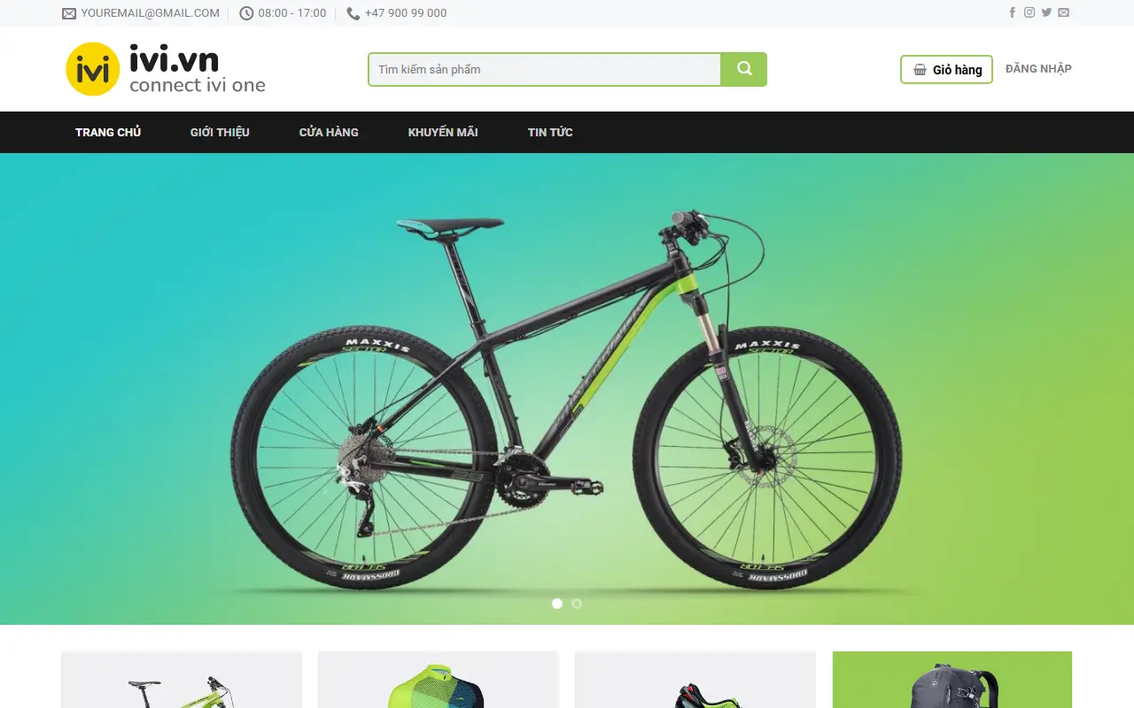 Ảnh trang chủ mẫu website gym & thể thao thethao.ivi.vn