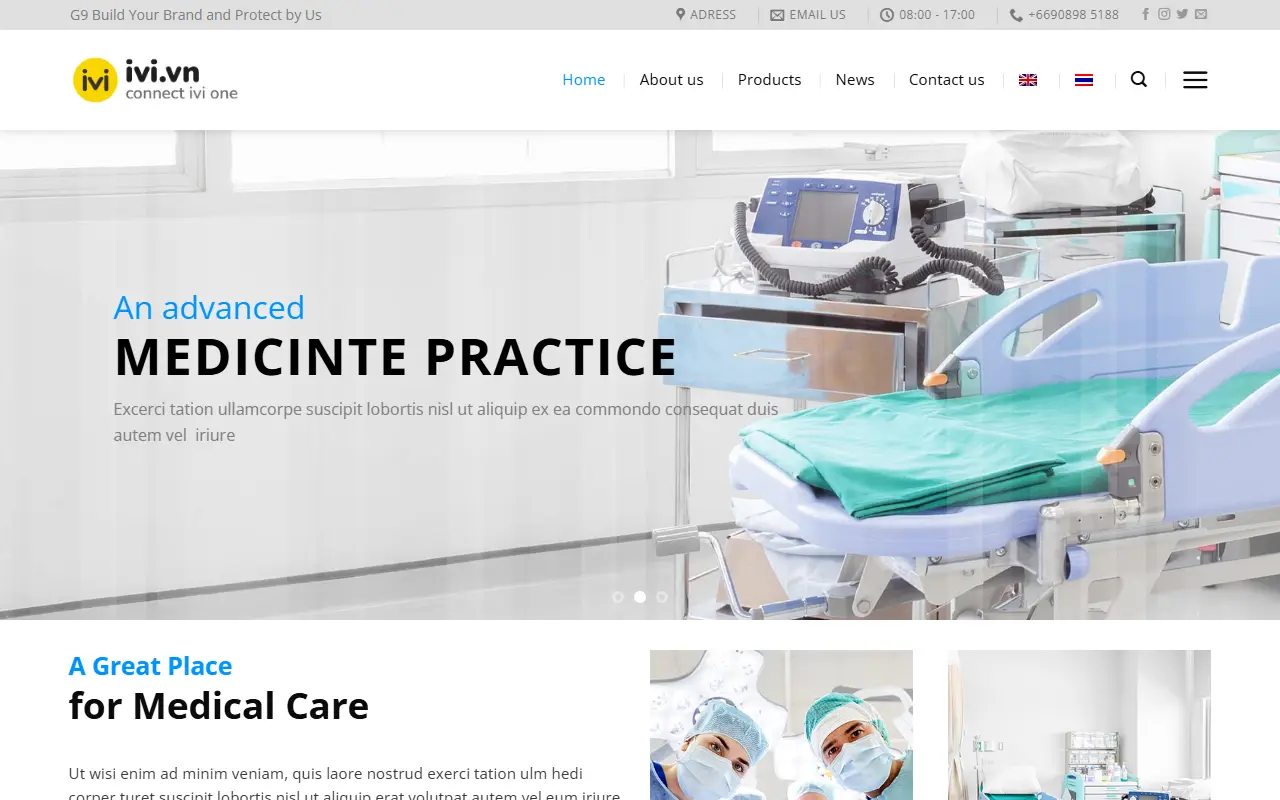 Ảnh trang chủ mẫu website thiết bị y tế thietbiyte.ivi.vn