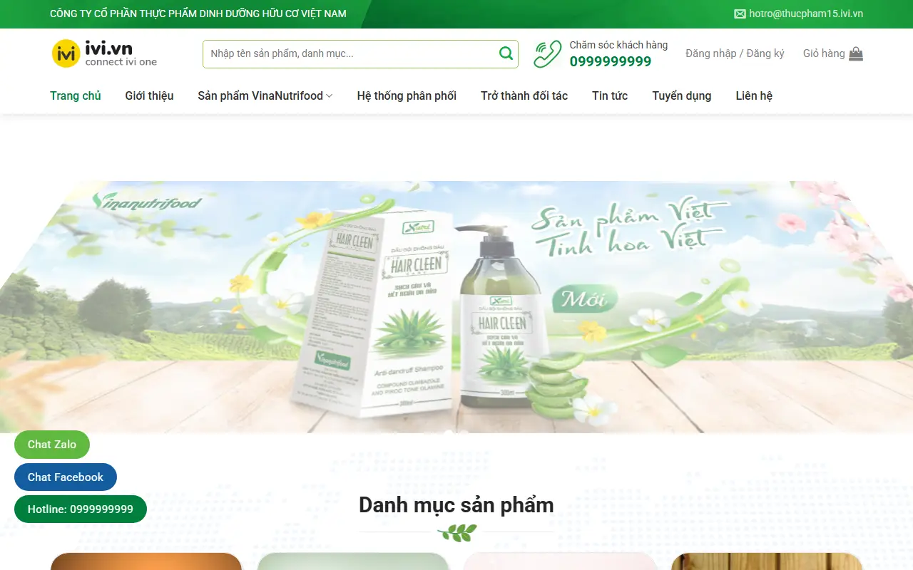 Mẫu website VinaNutrifood