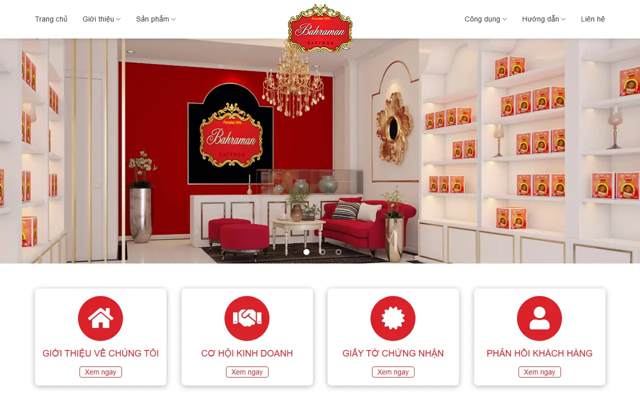 Mẫu website Shop Saffron - Nhụy hoa nghệ tây Saffron Bahraman