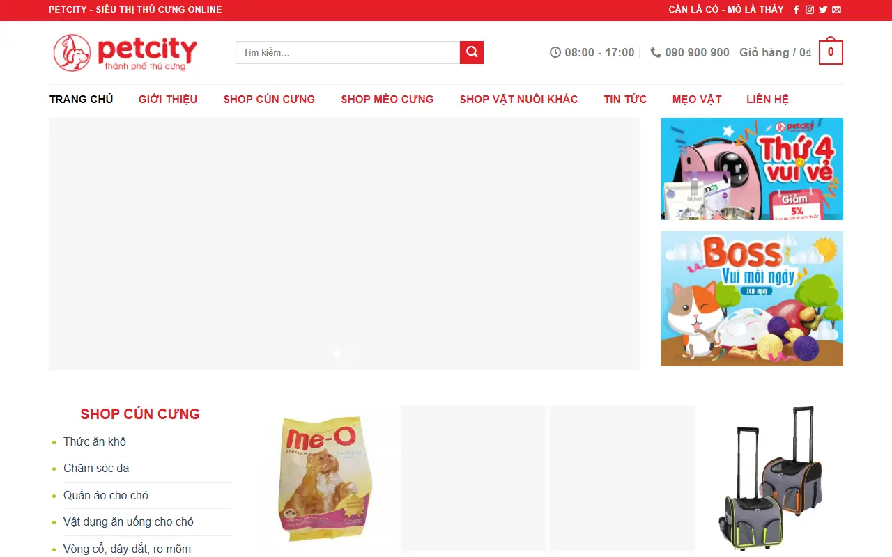 Ảnh trang chủ mẫu website thú cưng thucung.ivi.vn