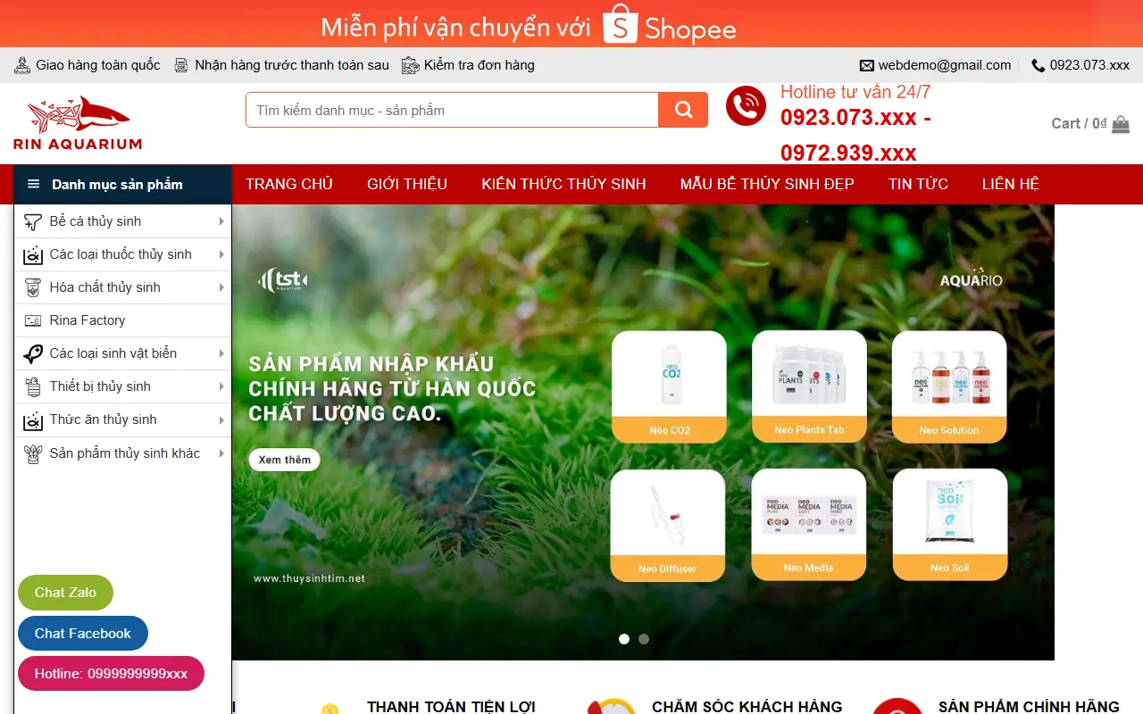 Mẫu website Mẫu web thủy sinh
