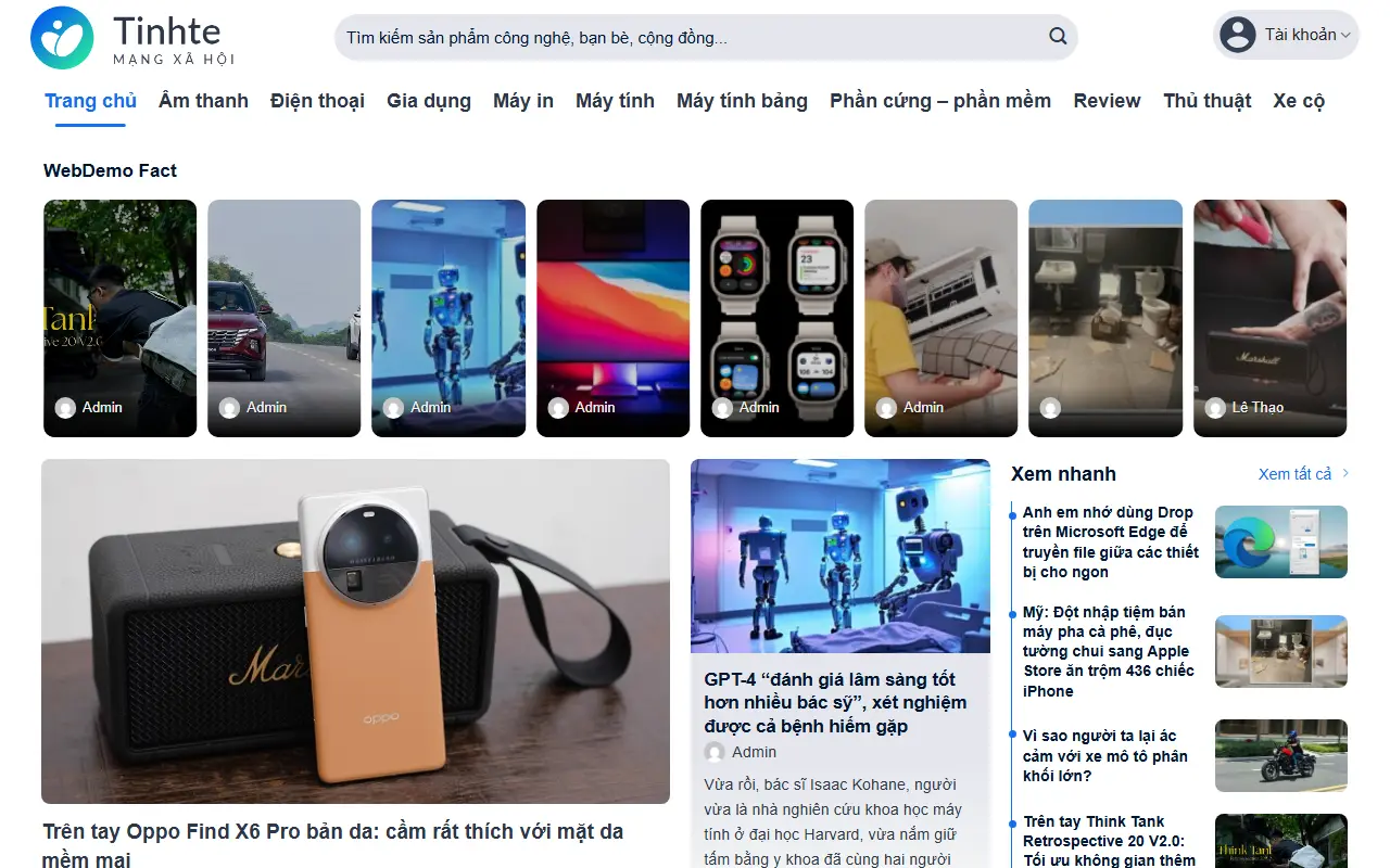 Mẫu website Mẫu web tin tức giống Tinh Tế