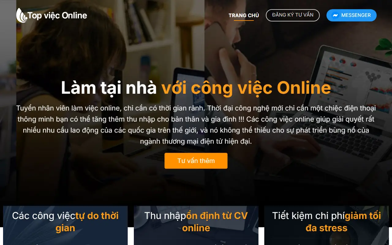 Ảnh trang chủ mẫu website tuyển dụng & việc làm topviec.ivi.vn