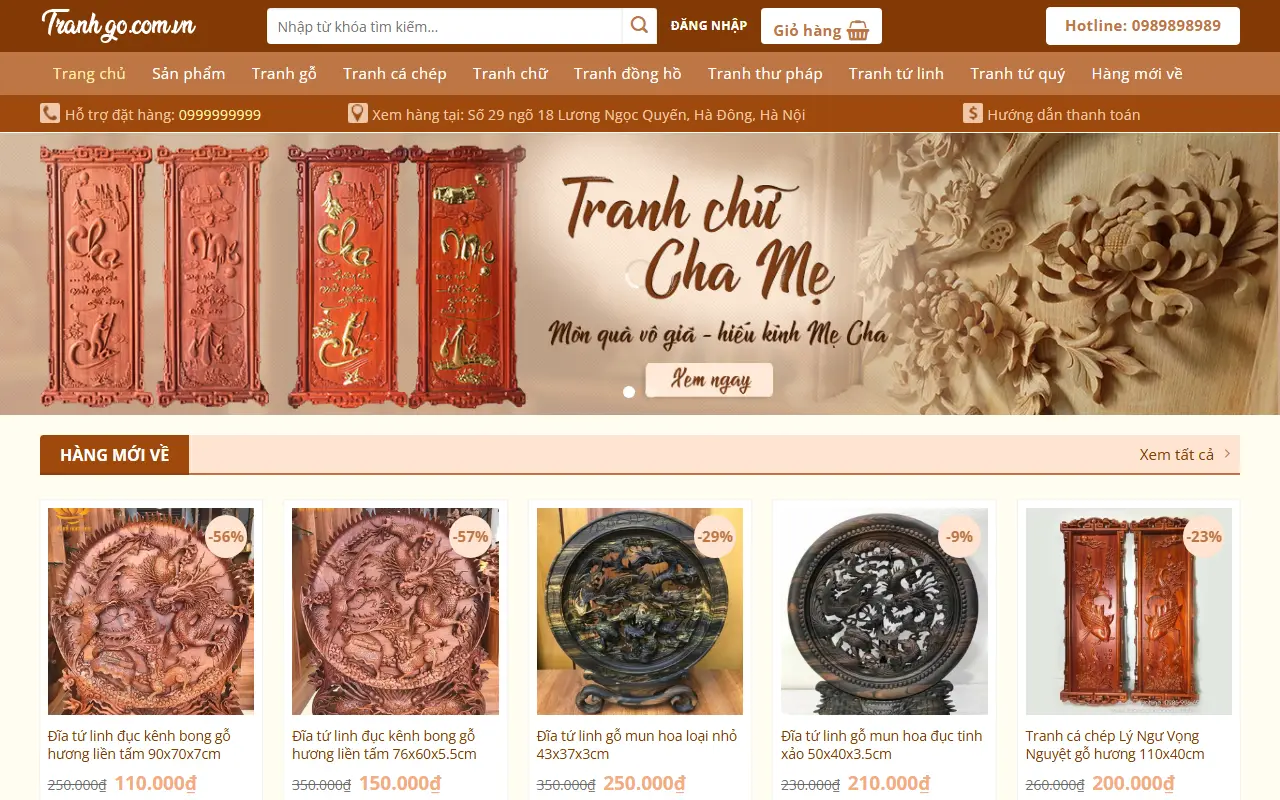 Mẫu website Tranh gỗ