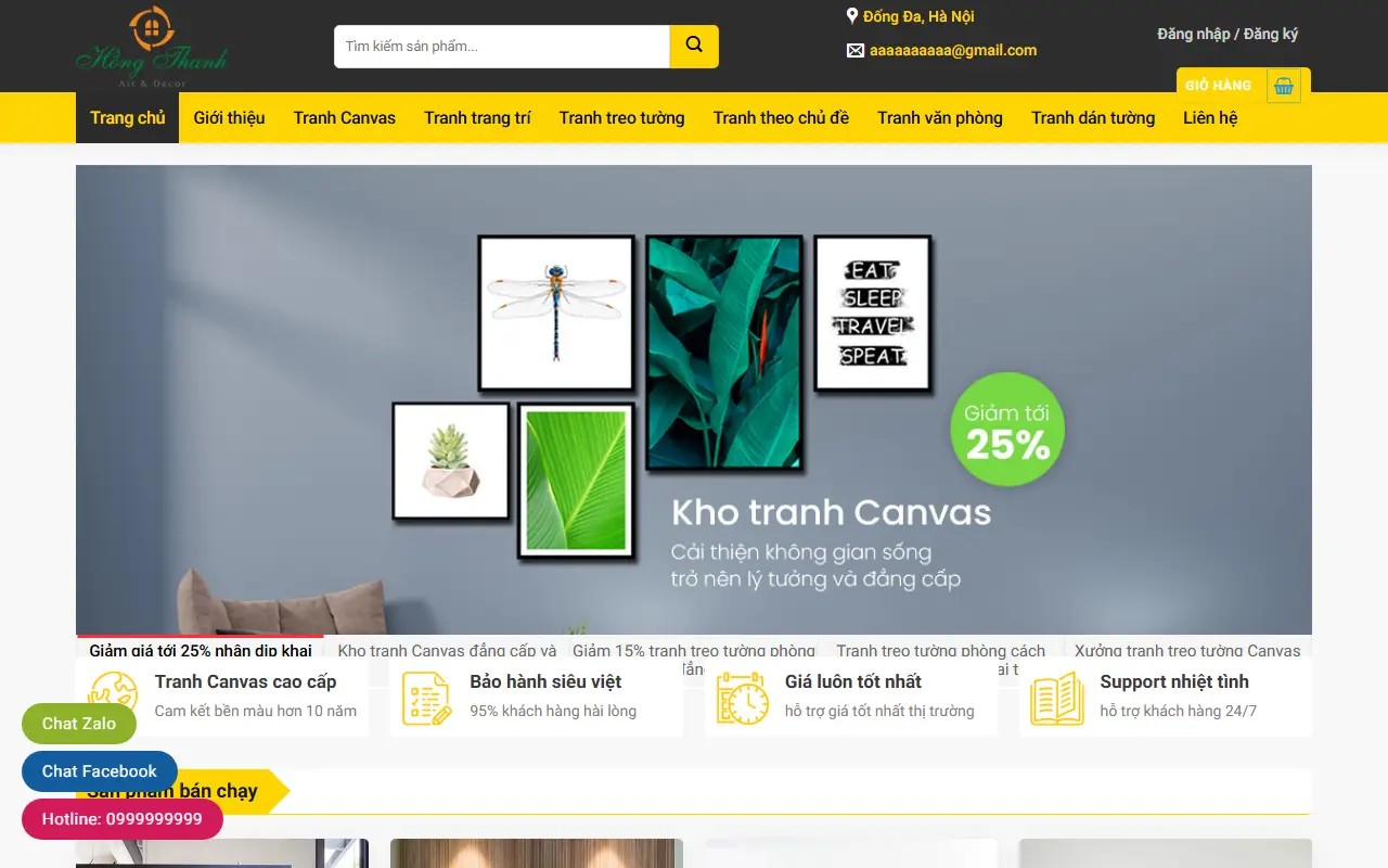 Mẫu website Mẫu web bán tranh tường