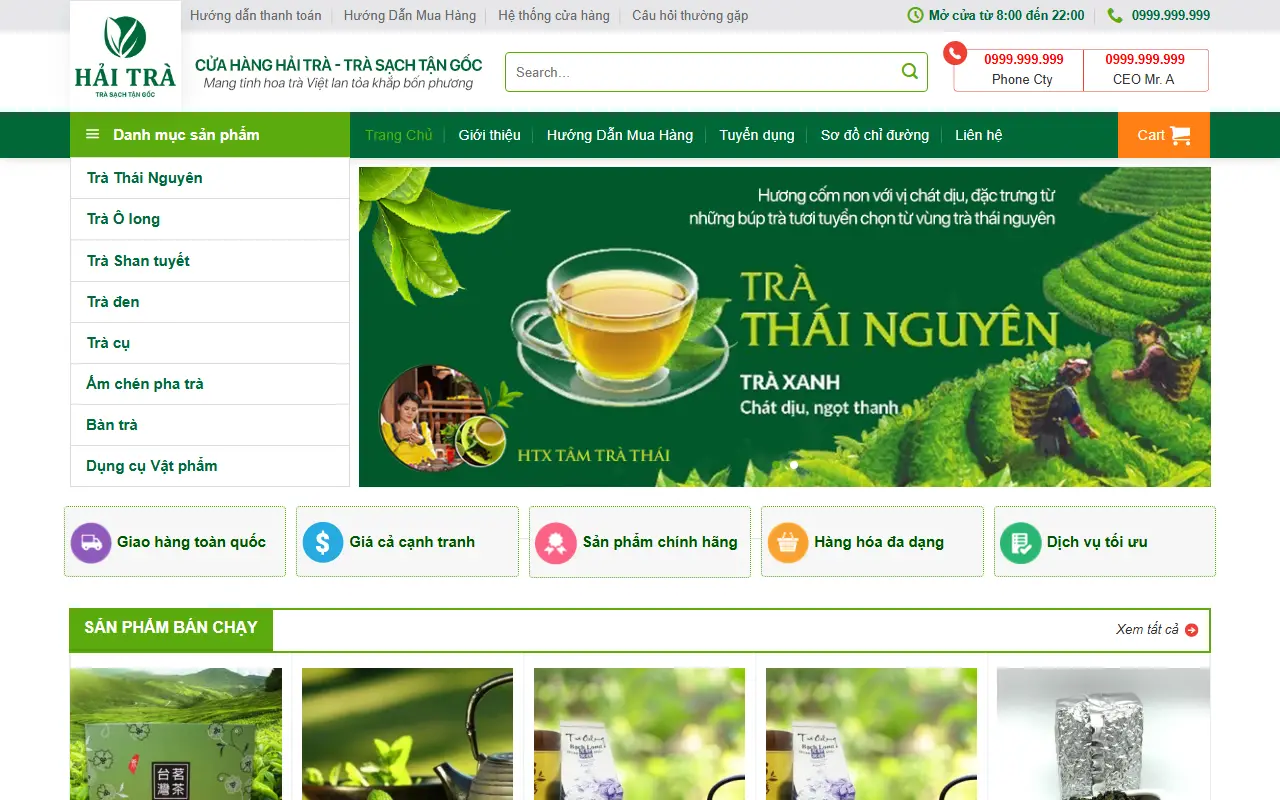 Mẫu website Trà & Đồ uống