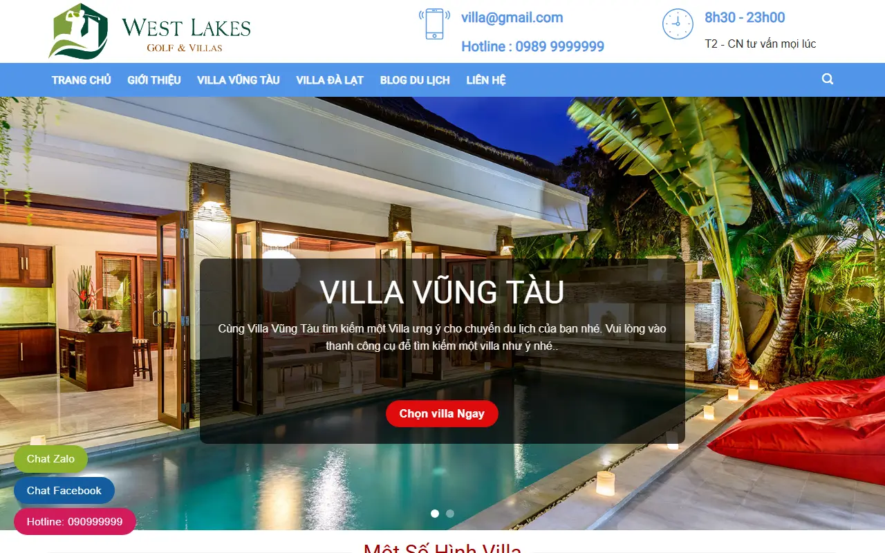 Ảnh trang chủ mẫu website khách sạn & lưu trú vila.ivi.vn