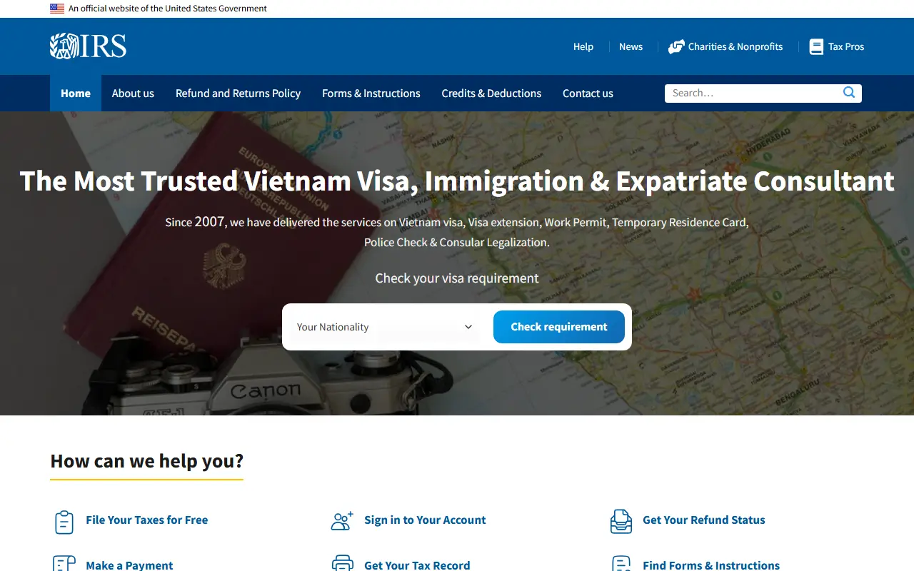Mẫu website Mẫu web cung cấp VISA nước ngoài