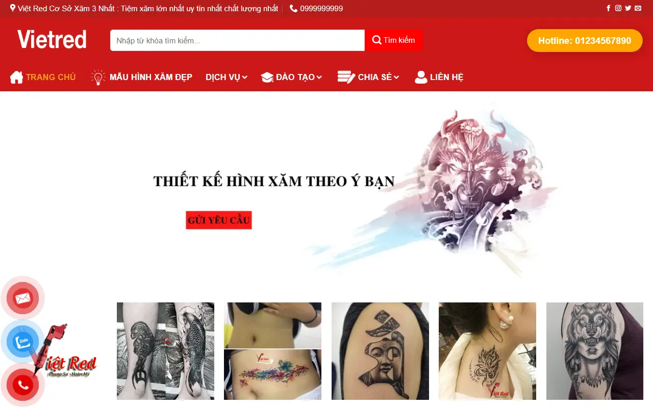 Ảnh trang chủ mẫu website xăm hình xamhinh.ivi.vn