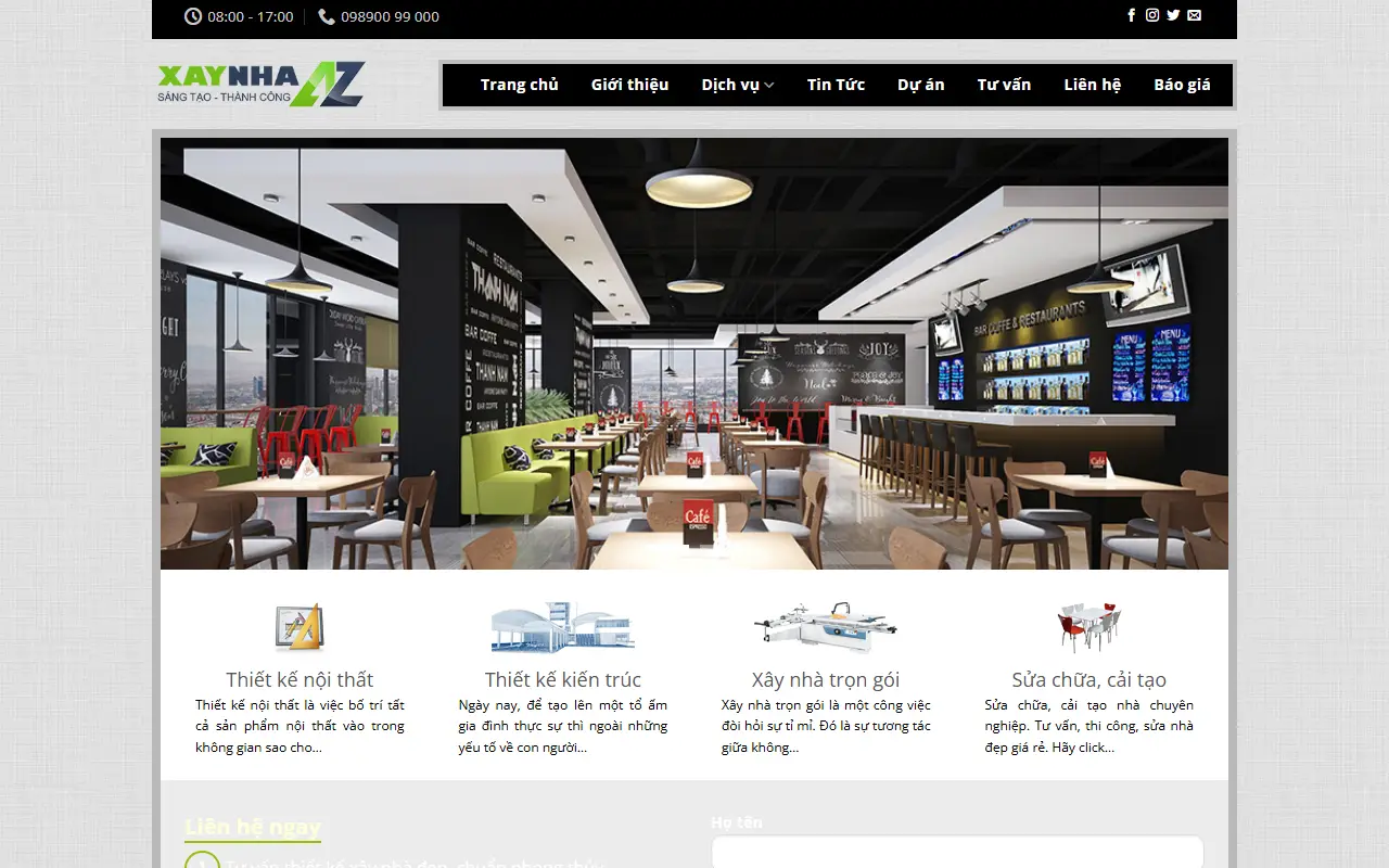 Ảnh trang chủ mẫu website xây dựng & sửa nhà xaydung.ivi.vn