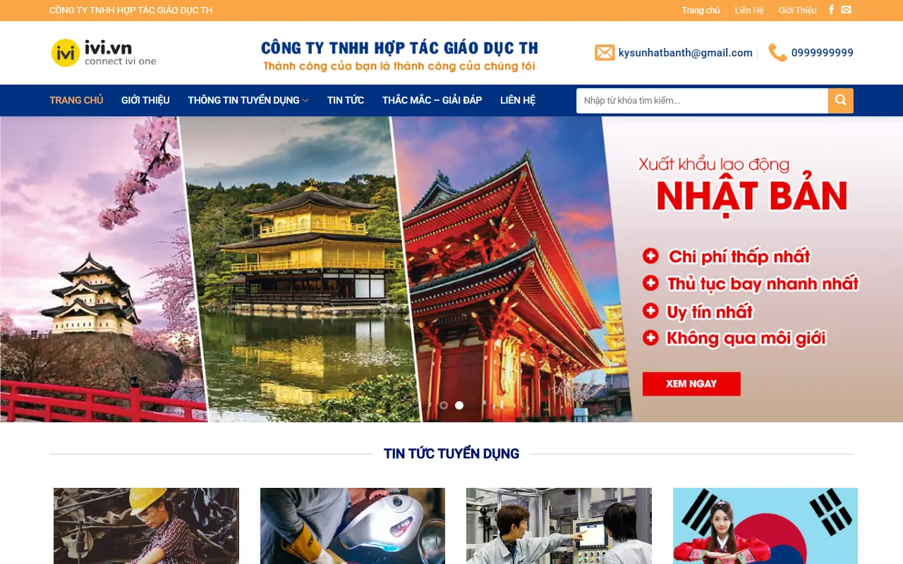 Ảnh trang chủ mẫu website du học & xklđ xkld5.ivi.vn
