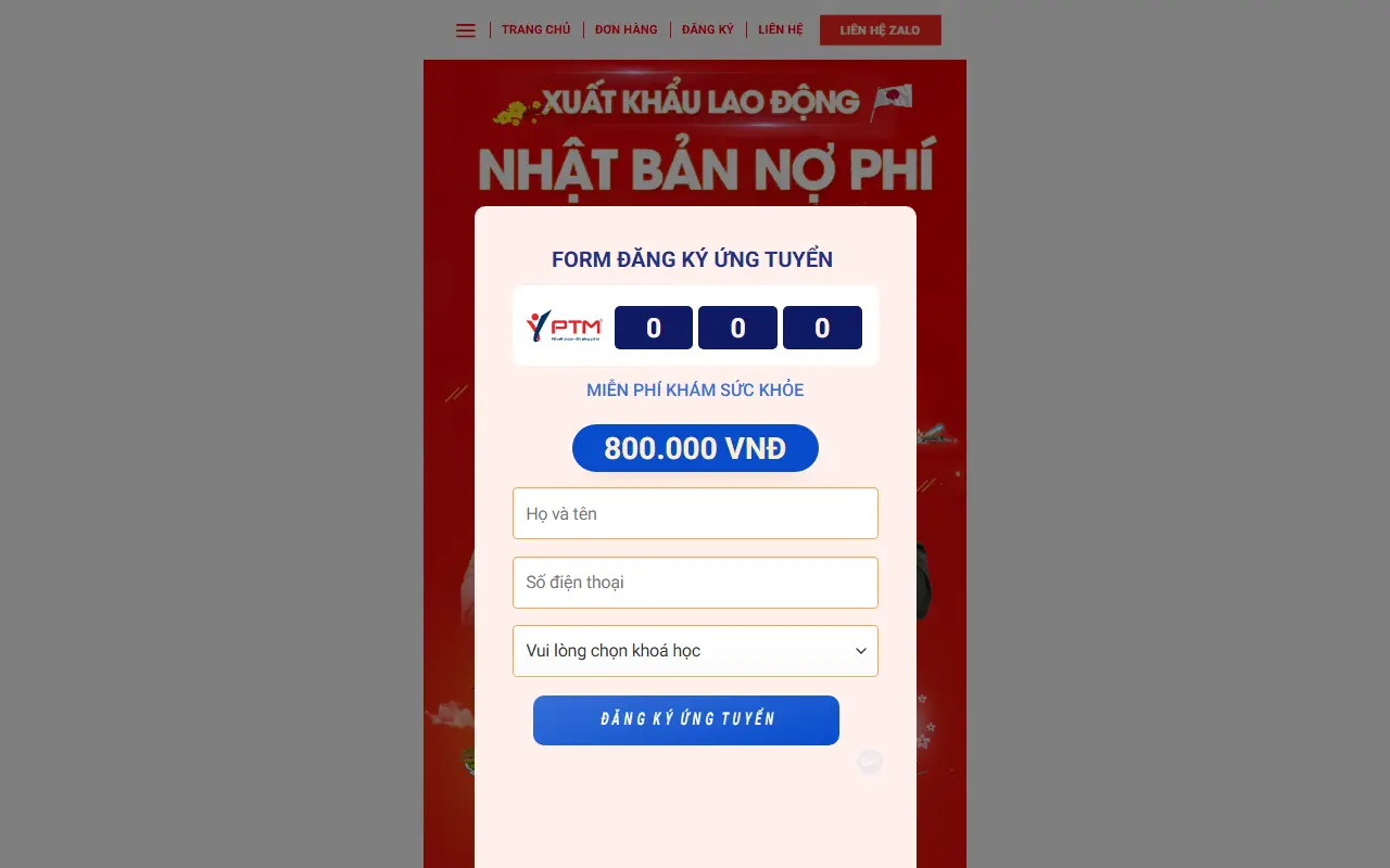 Mẫu website Mẫu web Xuất khẩu lao động